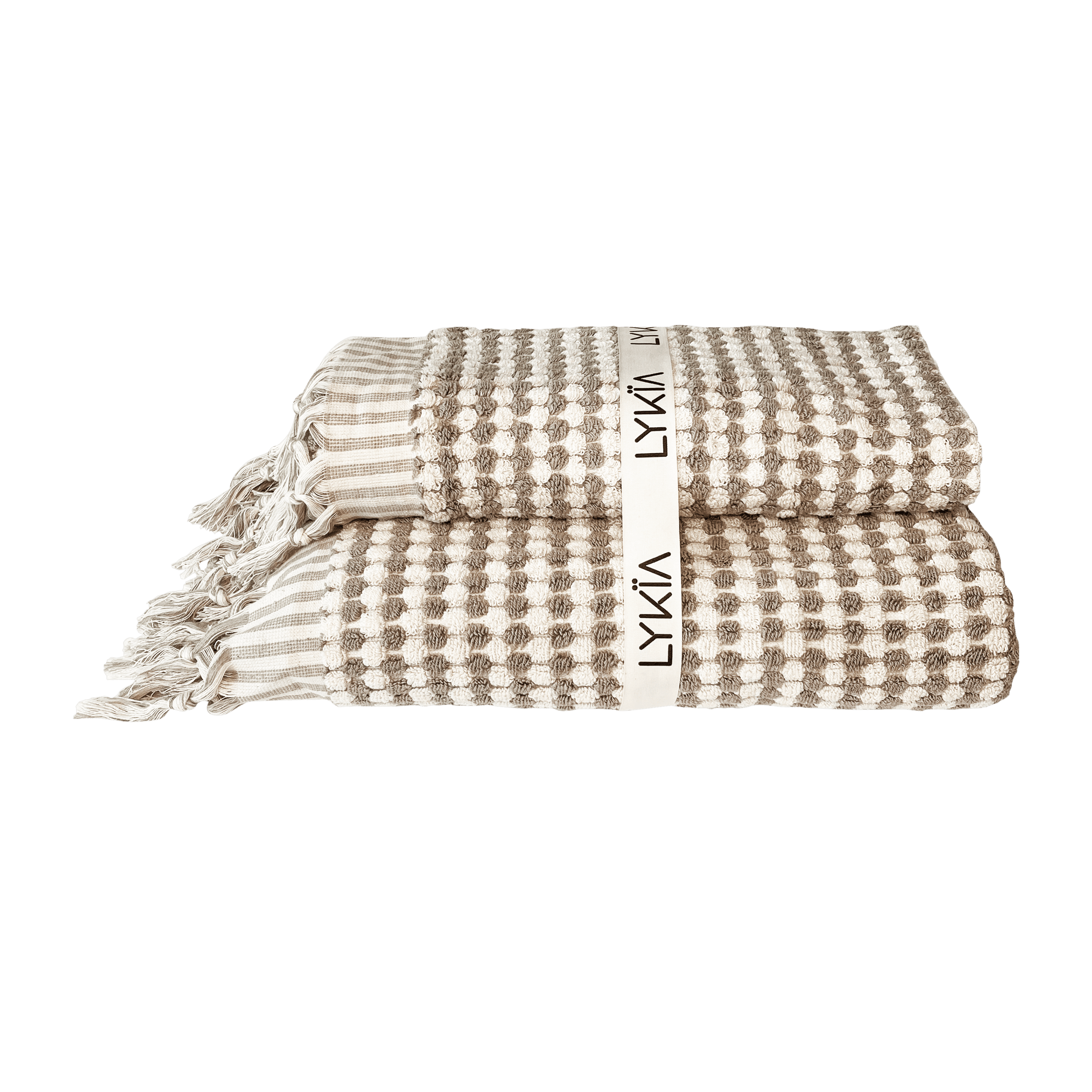Set med badlakan och gästhandduk taupe