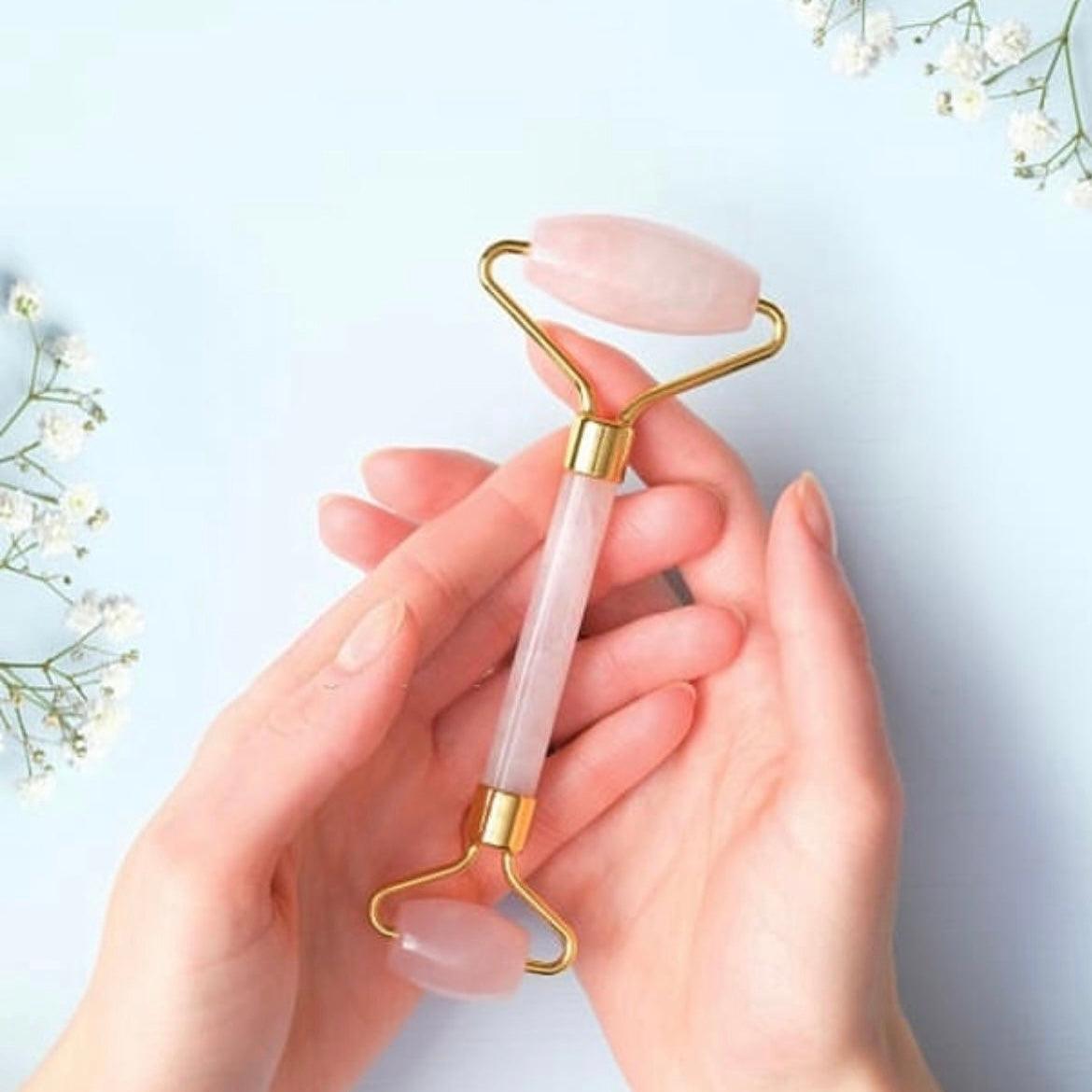 Gua sha och rullset - rosékvarts