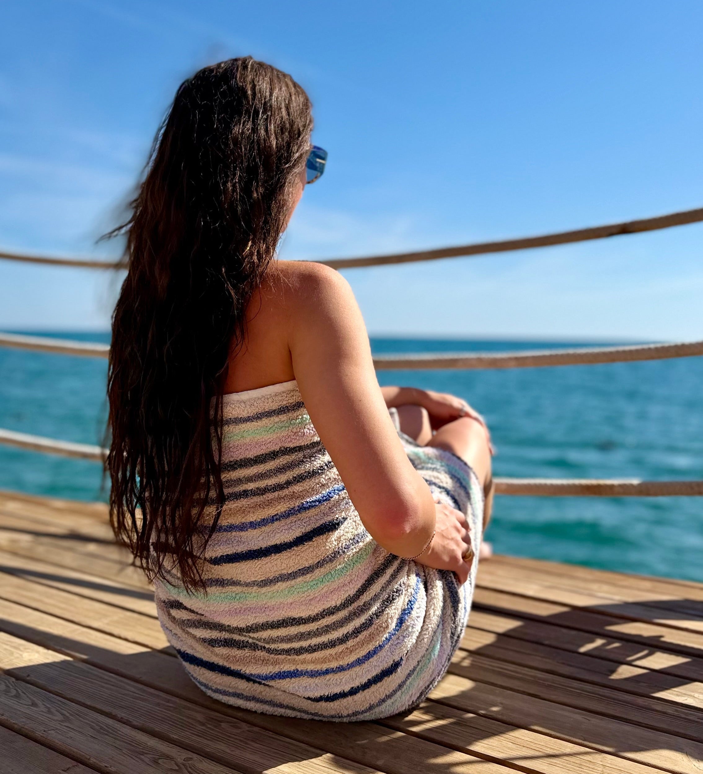 Stribet badehåndklæde horisont (uden frynser)