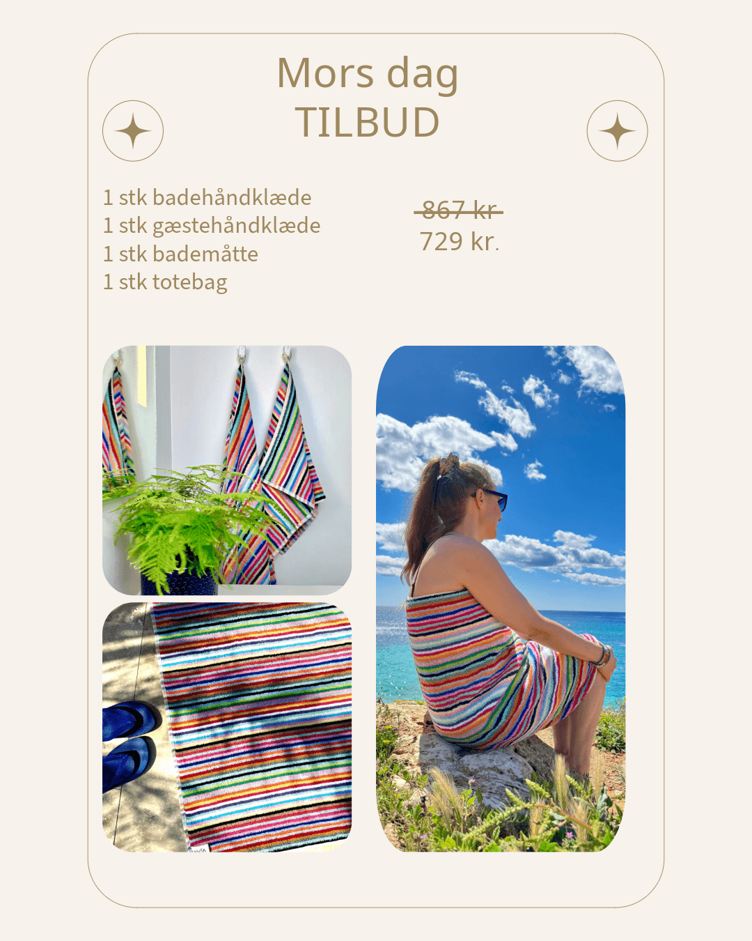 ❤️ Mors dag pakke - Multi stribet ❤️