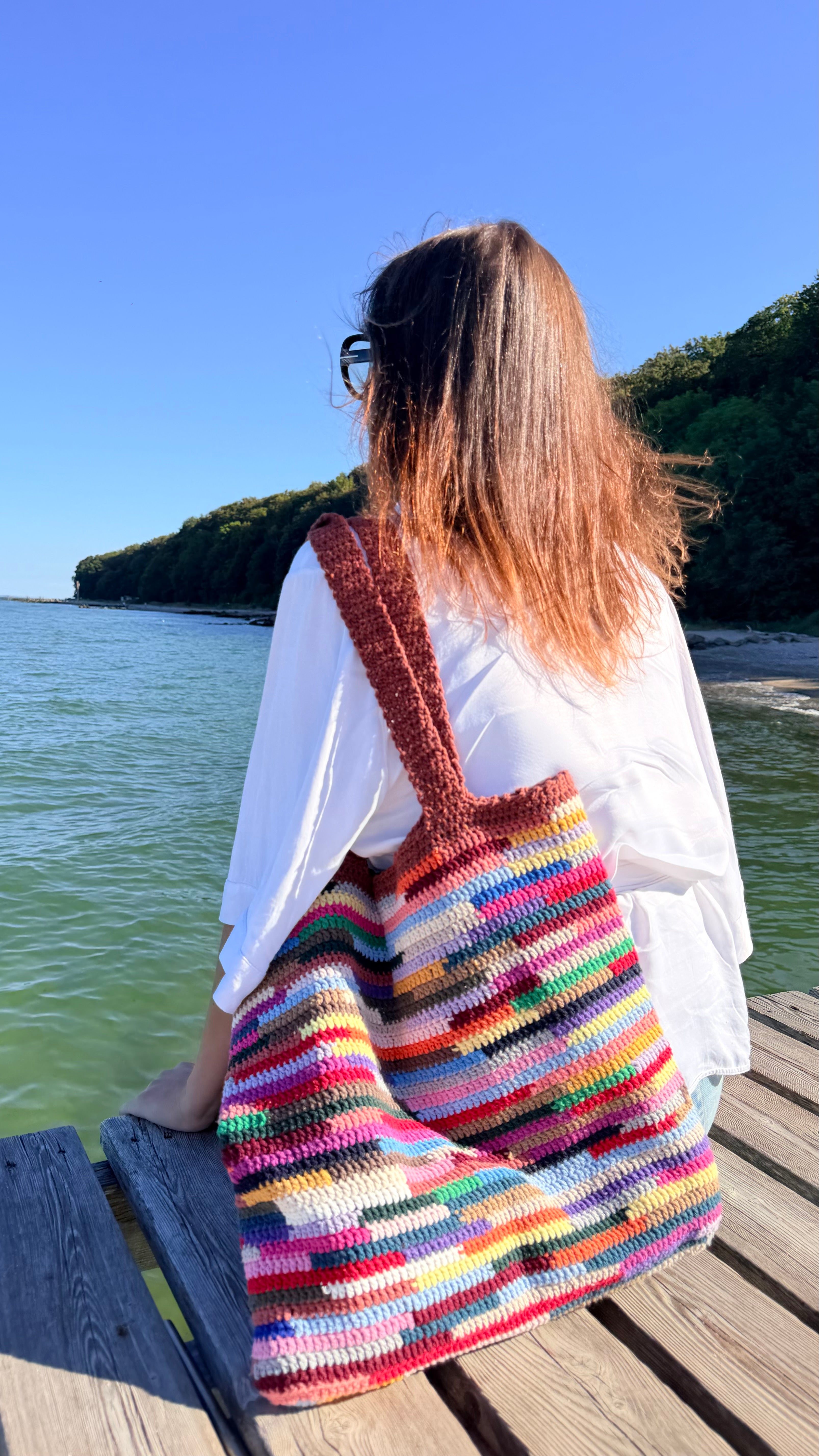 Håndhæklet shopper taske - Multi