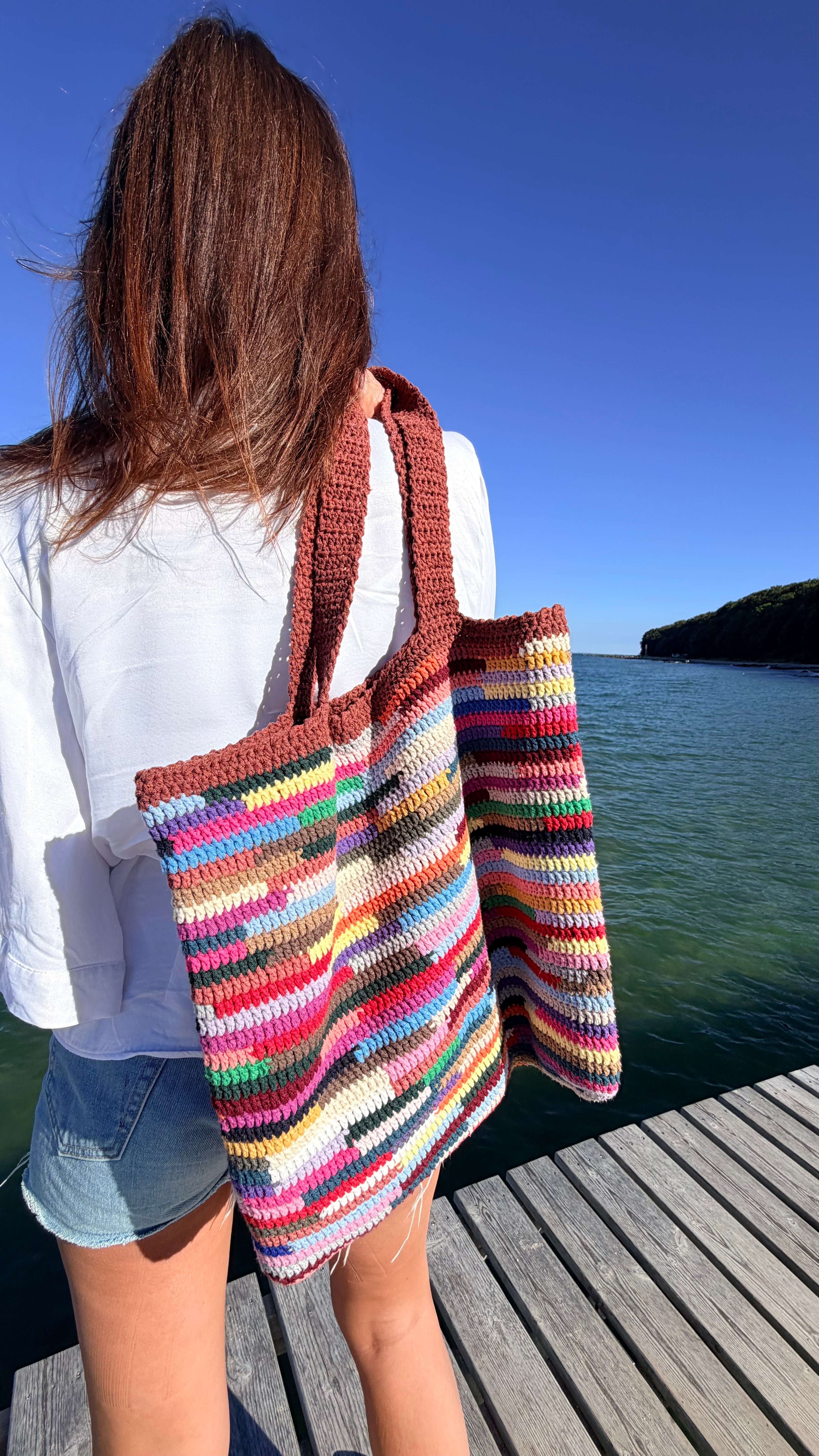 Håndhæklet shopper taske - Multi